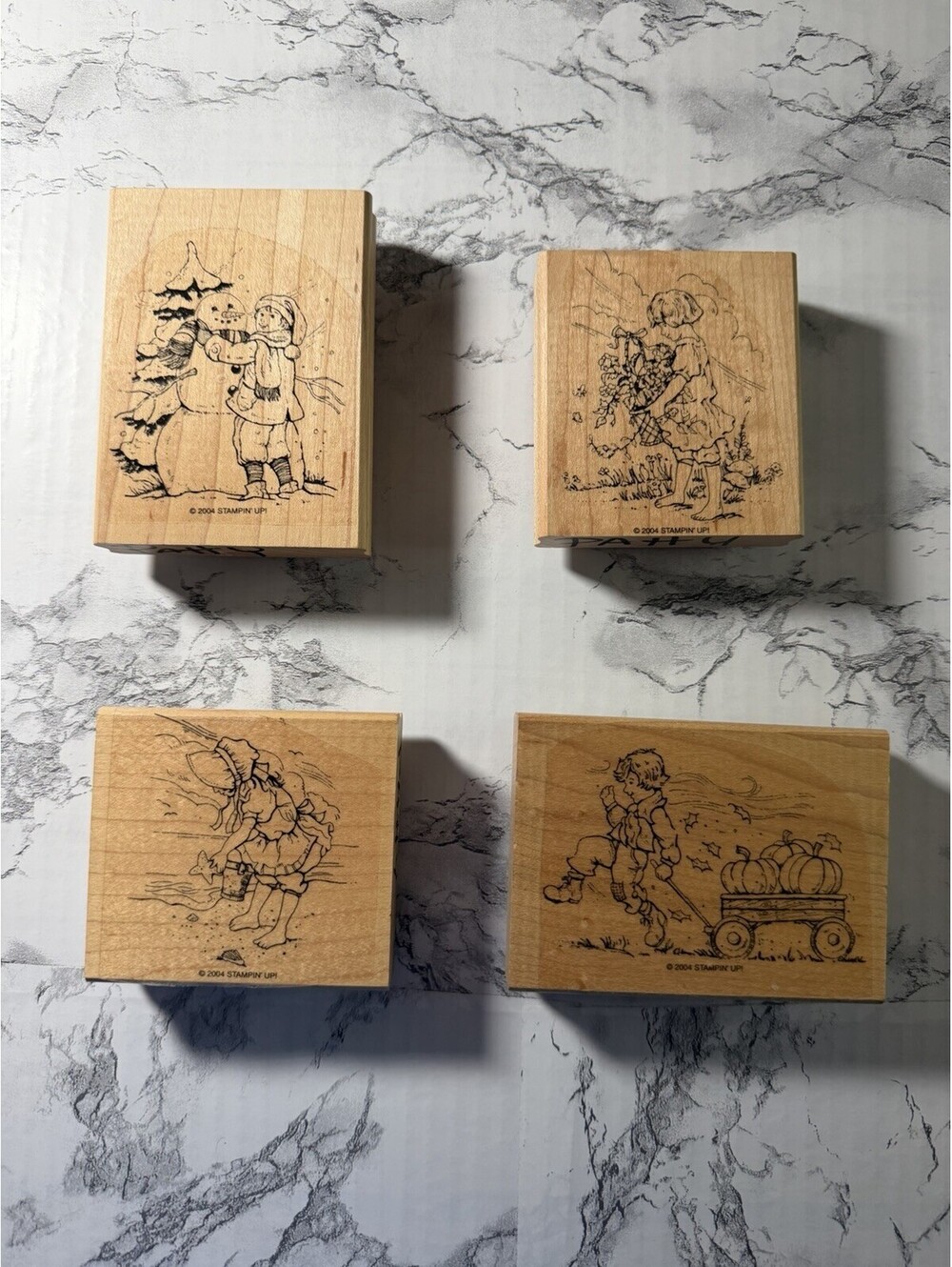 STAMPIN’ UP! Sweet Seasons 4 Piece Wood Stamp Set 2004 Retired